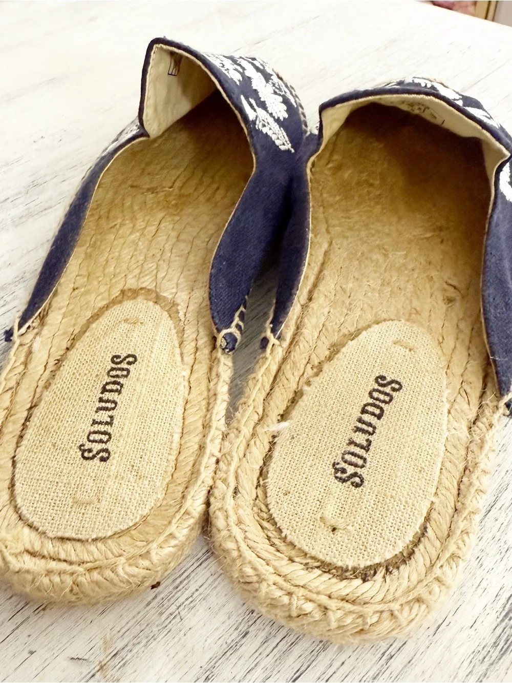 Soludos Navy Embroidered Slip-On Espadrilles size 8